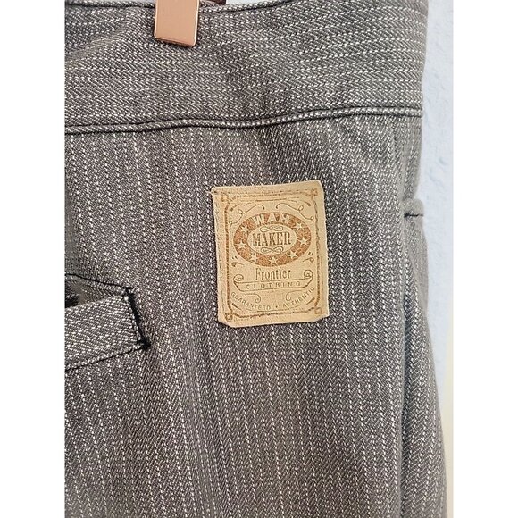 Wah Maker Frontier Pants Mens 46 Gray Buttonfly Buckle Back Suspenders Western - Picture 6 of 10